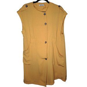 Kakao Suit Yellow Gold Sleeveless Two Pocket Spring Summer Button Up Small Dress